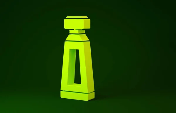 Amarelo Creme ou loção ícone tubo cosmético isolado no fundo verde. Produtos de cuidados com o corpo para homens. Conceito de minimalismo. 3D ilustração 3D render — Fotografia de Stock