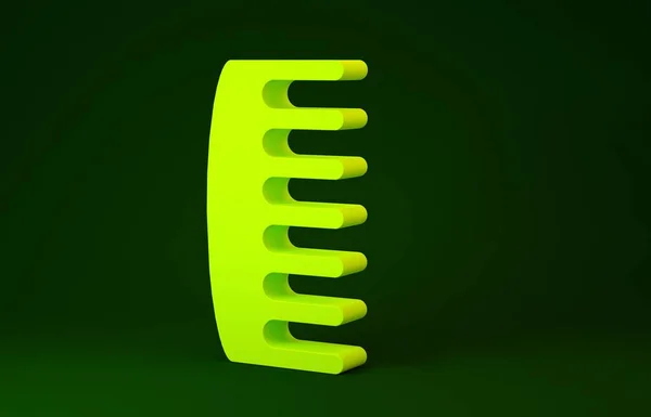 Κίτρινη βούρτσα εικονίδιο απομονώνονται σε πράσινο φόντο. Πινακίδα μαλλιών. Σύμβολο κουρέα. Μινιμαλιστική έννοια. 3d απεικόνιση 3D καθιστούν — Φωτογραφία Αρχείου