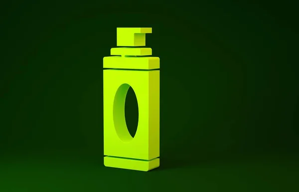 Żółty żel do golenia ikona pianki izolowane na zielonym tle. Krem do golenia. Koncepcja minimalizmu. Ilustracja 3D 3D renderowania — Zdjęcie stockowe