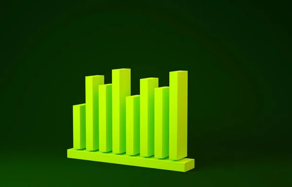 Gul paj diagram infographic ikon isolerad på grön bakgrund. Diagramskylt. Minimalistiskt koncept. 3D-återgivning för 3D — Stockfoto