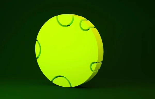Icono de luna amarilla aislado sobre fondo verde. Concepto minimalista. 3D ilustración 3D render — Foto de Stock