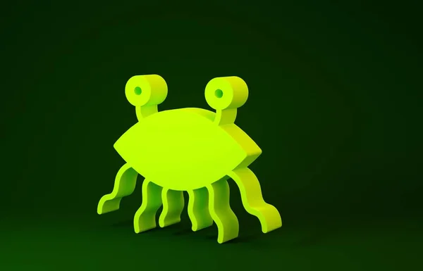 Gele Pastafarianisme pictogram geïsoleerd op groene achtergrond. Minimalisme concept. 3d illustratie 3D renderen — Stockfoto