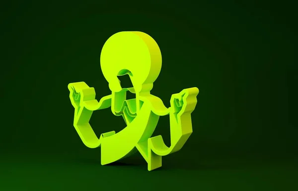 Icône jaune Jésus Christ isolée sur fond vert. Concept de minimalisme. Illustration 3D rendu 3D — Photo