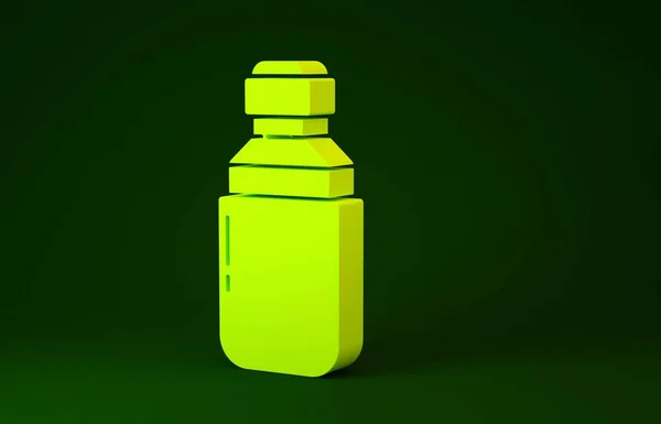 Amarelo Maconha medicinal ou folha de maconha ícone de gota de azeite isolado no fundo verde. Extrato de cannabis. Símbolo de cânhamo. Conceito de minimalismo. 3D ilustração 3D render — Fotografia de Stock