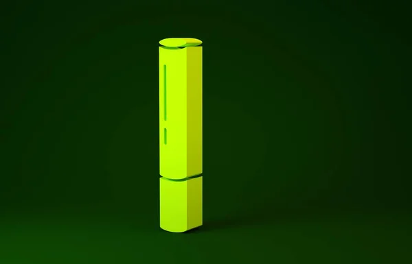 Articulación amarilla de marihuana, icono del spliff aislado sobre fondo verde. Cigarrillo con droga, cigarrillo de marihuana enrollado. Concepto minimalista. 3D ilustración 3D render — Foto de Stock
