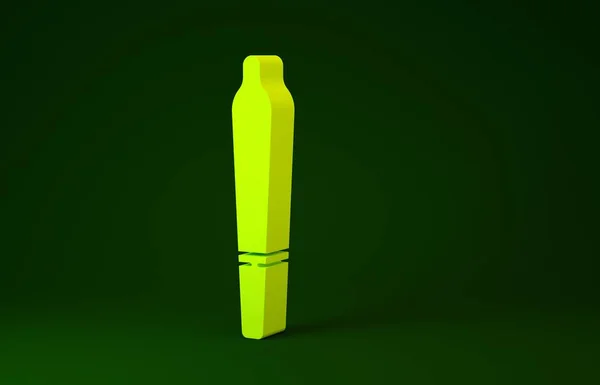 Жовтий Маріупольський суглоб, піктограма закручування ізольована на зеленому фоні. Сигарети з наркотиками, марихуани згорнуті. Концепція мінімалізму. 3D ілюстрація 3D рендеринга — стокове фото