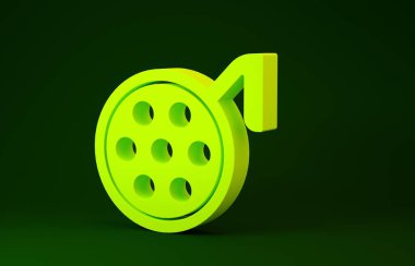 Yeşil arka planda sarı cerrahi lamba ikonu izole edildi. Minimalizm kavramı. 3d illüstrasyon 3B canlandırma