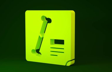 Yeşil arkaplanda sarı X-ışını ikonu izole edildi. Minimalizm kavramı. 3d illüstrasyon 3B canlandırma