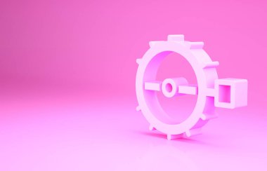 Pembe Tuzak av ikonu pembe arka planda izole edilmiş. Minimalizm kavramı. 3d illüstrasyon 3B canlandırma