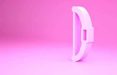 Pembe Fiyonk simgesi pembe arkaplanda izole edilmiş. Minimalizm kavramı. 3d illüstrasyon 3B canlandırma