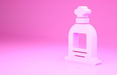 Pembe torba simgesi pembe arka planda izole edildi. Minimalizm kavramı. 3d illüstrasyon 3B canlandırma