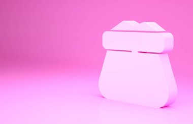 Pembe torba simgesi pembe arka planda izole edildi. Minimalizm kavramı. 3d illüstrasyon 3B canlandırma