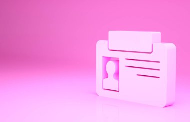 Pembe kimlik tanımlama simgesi pembe arka planda izole edilmiş. Sunum için, şirketin kimliği için, reklam için kullanılabilir. Minimalizm kavramı. 3d illüstrasyon 3B canlandırma
