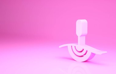 Pembe akupunktur terapisi ikonu pembe arka planda izole edilmiş. Çin ilacı. Holistik ağrı kontrol tedavileri. Minimalizm kavramı. 3d illüstrasyon 3B canlandırma