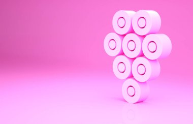 Pembe havyar ikonu pembe arka planda izole edilmiş. Minimalizm kavramı. 3d illüstrasyon 3B canlandırma