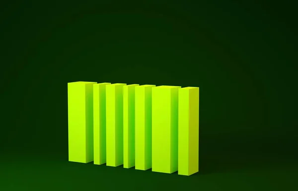 Κίτρινη εικόνα Barcode απομονωμένη σε πράσινο φόντο. Μινιμαλιστική έννοια. 3d απεικόνιση 3D καθιστούν — Φωτογραφία Αρχείου