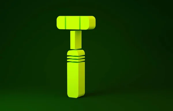 Yellow Neurology reflex hammer icon isolated on green background. Minimalism concept. 3d illustration 3D render