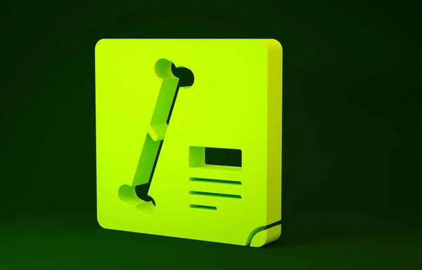 Icono de rayos X amarillos aislado sobre fondo verde. Concepto minimalista. 3D ilustración 3D render —  Fotos de Stock