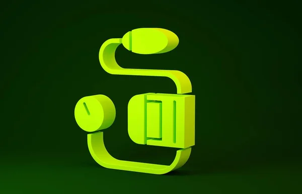 Sárga vérnyomás ikon elszigetelt zöld alapon. Minimalizmus koncepció. 3d illusztráció 3D render — Stock Fotó