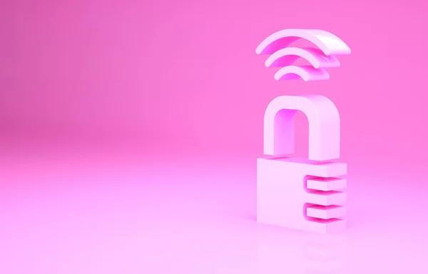 Pink Smart safe combination lock icon isolated on pink background. Combination padlock. Security, safety, protection, password, privacy. Minimalism concept. 3d illustration 3D render — Stock Photo, Image