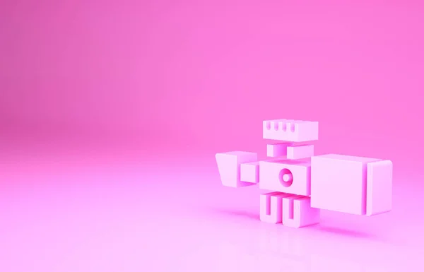 Rosa prickskytt optisk syn ikon isolerad på rosa bakgrund. Krypskyttarnas kikarsikte. Minimalistiskt koncept. 3D-återgivning för 3D — Stockfoto