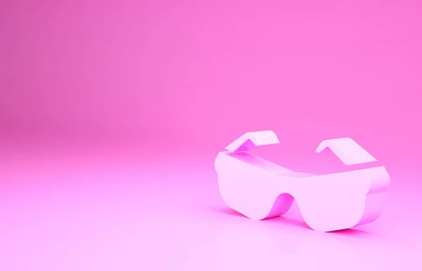 Ikona růžové brýle izolované na růžovém pozadí. Symbol brýlového rámu. Minimalismus. 3D ilustrace 3D vykreslení — Stock fotografie