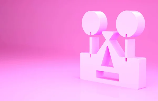 Icono de carpa turística rosa aislado sobre fondo rosa. Símbolo camping. Concepto minimalista. 3D ilustración 3D render — Foto de Stock