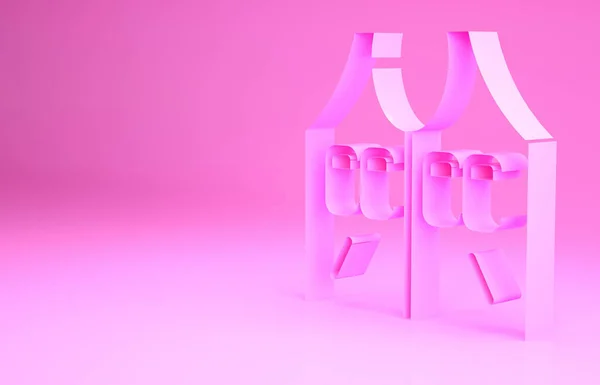 Рожева піктограма мисливської куртки ізольована на рожевому фоні. Мисливський жилет. Концепція мінімалізму. 3D ілюстрація 3D рендеринга — стокове фото