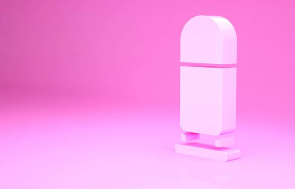 ピンクの背景に隔離されたピンクの弾丸のアイコン。最小限の概念。3Dイラスト3Dレンダリング — ストック写真