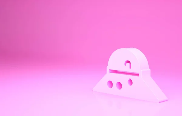 Ícone de chapéu de pescador rosa isolado no fundo rosa. Conceito de minimalismo. 3D ilustração 3D render — Fotografia de Stock