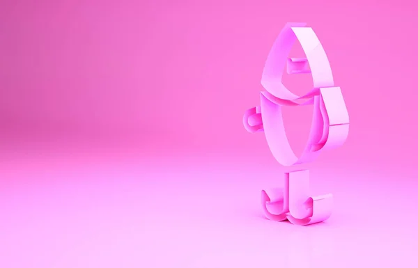 Icono de señuelo de pesca rosa aislado sobre fondo rosa. Aparejos de pesca. Concepto minimalista. 3D ilustración 3D render — Foto de Stock