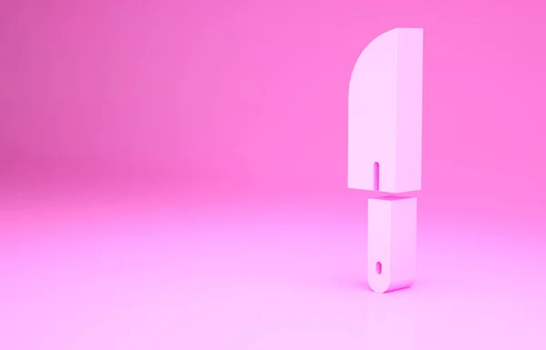 Icona Pink Knife isolata su sfondo rosa. Posate simbolo. Concetto minimalista. Illustrazione 3d rendering 3D — Foto Stock