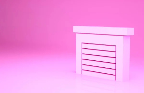 Ícone de garagem rosa isolado no fundo rosa. Conceito de minimalismo. 3D ilustração 3D render — Fotografia de Stock
