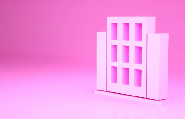 Icono de Pink House aislado sobre fondo rosa. Símbolo casero. Concepto minimalista. 3D ilustración 3D render —  Fotos de Stock