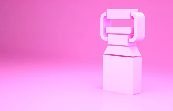 Recipiente de lata rosa para ícone de leite isolado no fundo rosa. Conceito de minimalismo. 3D ilustração 3D render — Fotografia de Stock