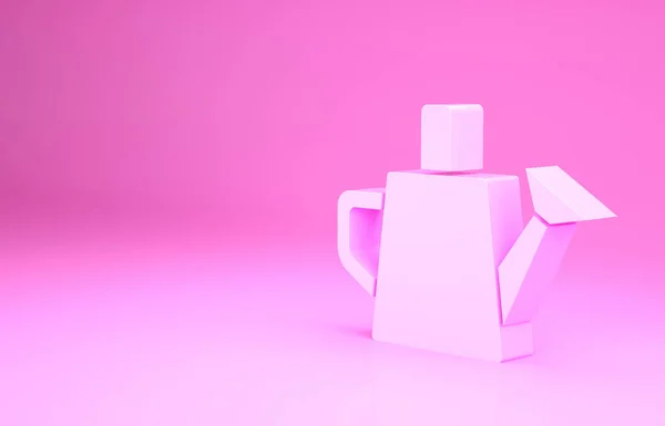 Růžové zalévání může ikona izolované na růžovém pozadí. Symbol zavlažování. Minimalismus. 3D ilustrace 3D vykreslení — Stock fotografie