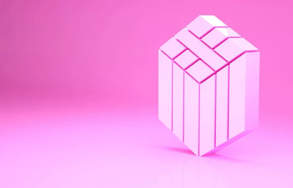 Pinkfarbenes Heuballen-Symbol auf rosa Hintergrund. Minimalismus-Konzept. 3D Illustration 3D Renderer — Stockfoto