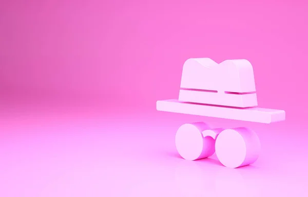 Ícone de modo incógnito rosa isolado no fundo rosa. Conceito de minimalismo. 3D ilustração 3D render — Fotografia de Stock