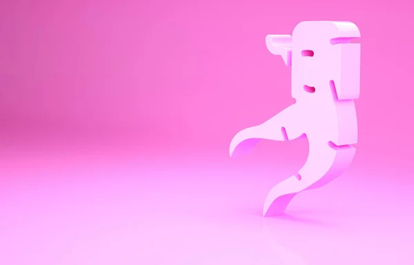 Ícone de raiz de gengibre rosa isolado no fundo rosa. Conceito de minimalismo. 3D ilustração 3D render — Fotografia de Stock