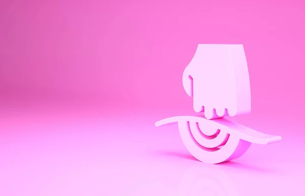 Rózsaszín masszázs ikon elszigetelt rózsaszín háttér. Pihenés, pihenés. Minimalizmus koncepció. 3d illusztráció 3D render — Stock Fotó