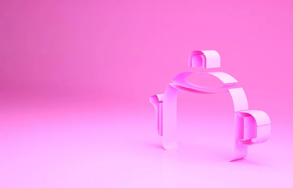 Chaleira rosa com alça ícone isolado no fundo rosa. Ícone de bule. Conceito de minimalismo. 3D ilustração 3D render — Fotografia de Stock