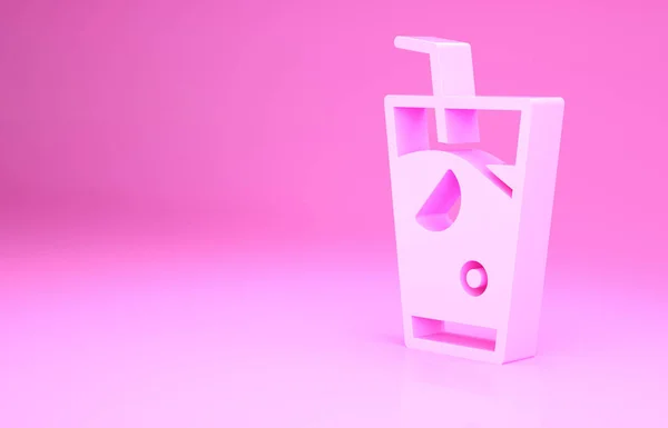 Розовая икона смузи выделена на розовом фоне. Концепция минимализма. 3D-рендеринг — стоковое фото