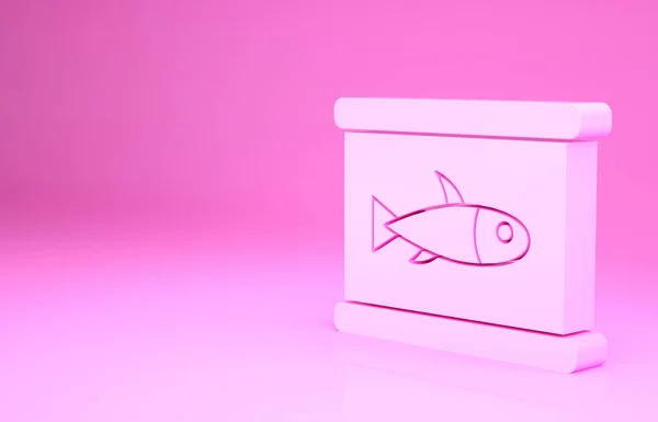 Pink Canned fish icon isolated on pink background. Minimalism concept. 3d illustration 3D render