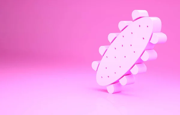 Pink Sea cucumber icon isolated on pink background. Marine food. Minimalism concept. 3d illustration 3D render — Stock Photo, Image