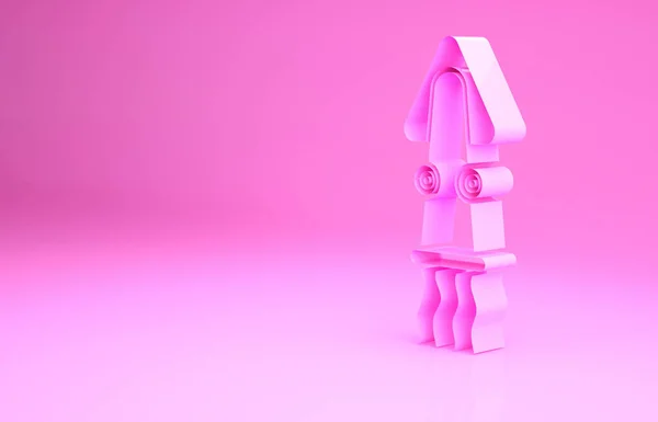 Ícone de polvo rosa isolado em fundo rosa. Conceito de minimalismo. 3D ilustração 3D render — Fotografia de Stock