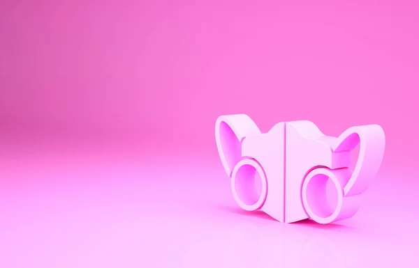Розовая медицинская защитная маска значок изолирован на розовом фоне. Концепция минимализма. 3D-рендеринг — стоковое фото