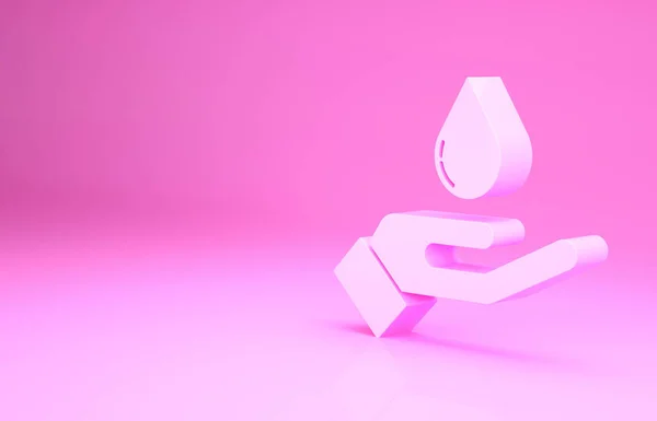 Ροζ χέρια πλύσης με σαπούνι εικονίδιο απομονώνονται σε ροζ φόντο. Πλένει τα χέρια με σαπούνι για την πρόληψη ιών και βακτηρίων. Μινιμαλιστική έννοια. 3d απεικόνιση 3D καθιστούν — Φωτογραφία Αρχείου