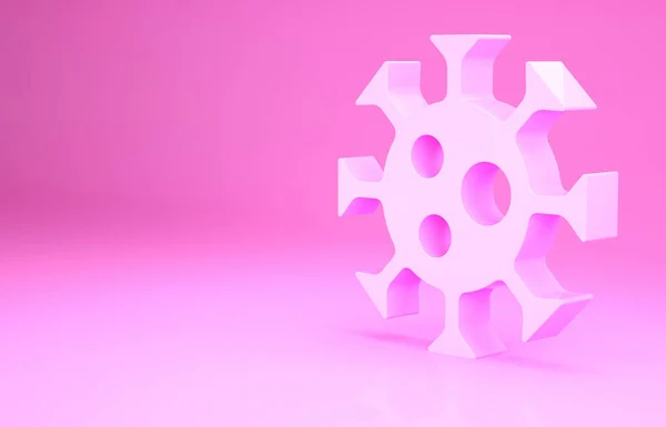 Pink Virus pictogram geïsoleerd op roze achtergrond. Corona virus 2019-nCoV. Bacteriën en ziektekiemen, celkanker, microben, schimmels. Minimalisme concept. 3d illustratie 3D renderen — Stockfoto