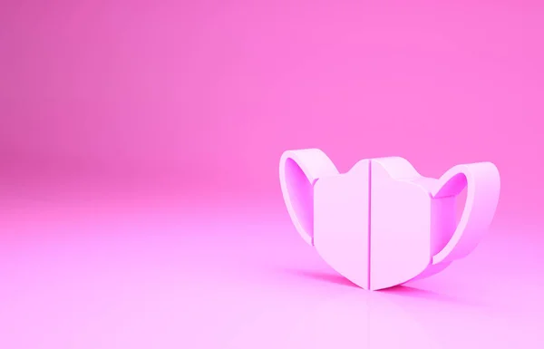 Ícone de máscara protetora médica rosa isolado no fundo rosa. Conceito de minimalismo. 3D ilustração 3D render — Fotografia de Stock