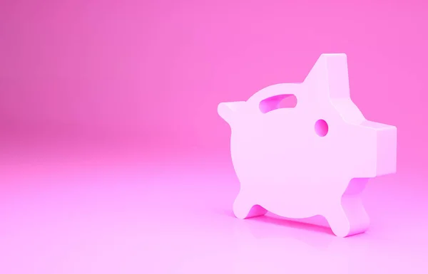 Ícone de banco Piggy rosa isolado no fundo rosa. Economia de ícone ou acumulação de dinheiro, investimento. Conceito de minimalismo. 3D ilustração 3D render — Fotografia de Stock